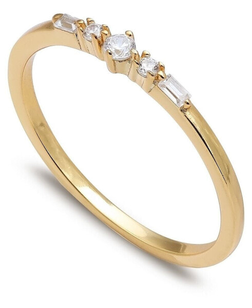 Cubic Zirconia Baguette Band in 18k Gold-Plated Sterling Silver, Created for Macy's