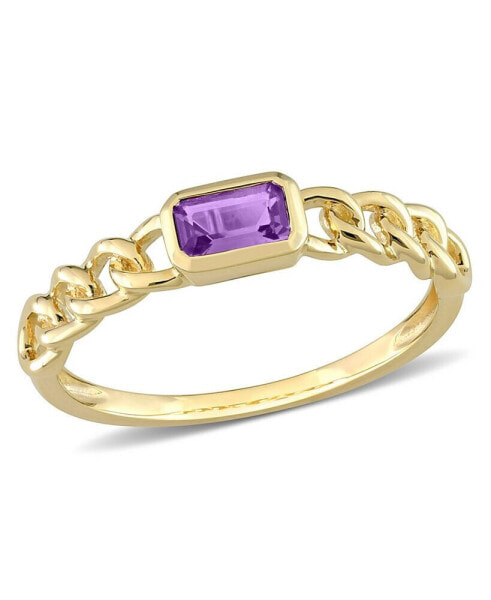 10K Yellow Gold or 10K Rose Gold Amethyst Link Ring