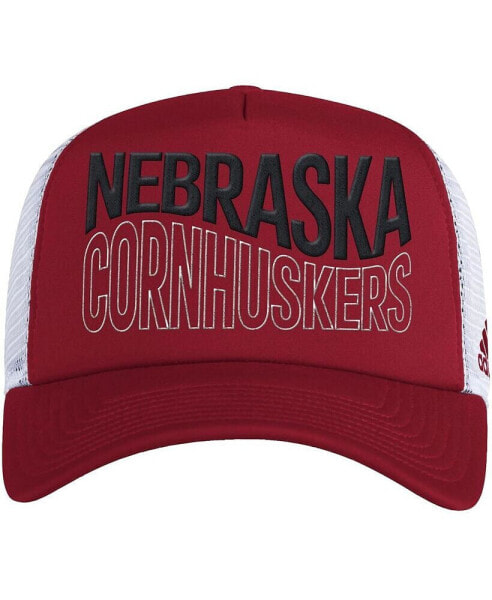 Men's Scarlet and White Nebraska Huskers Wave Foam Trucker Snapback Hat
