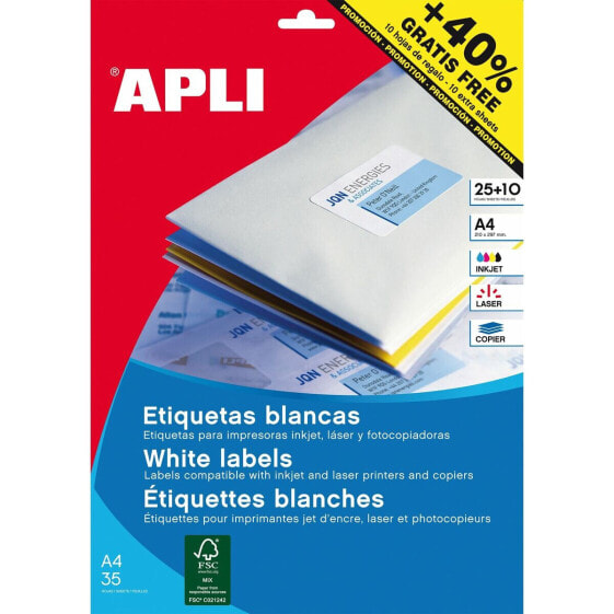 Этикетки для принтера белые круглые APLI Ø 40 мм 25 листов