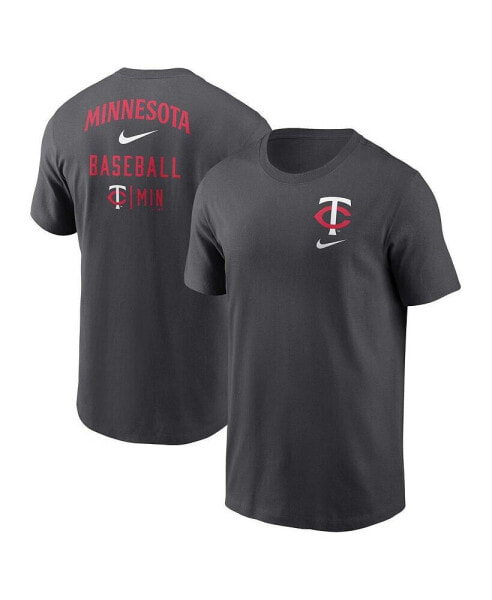 Men's Charcoal Minnesota Twins Logo Sketch Bar T-shirt