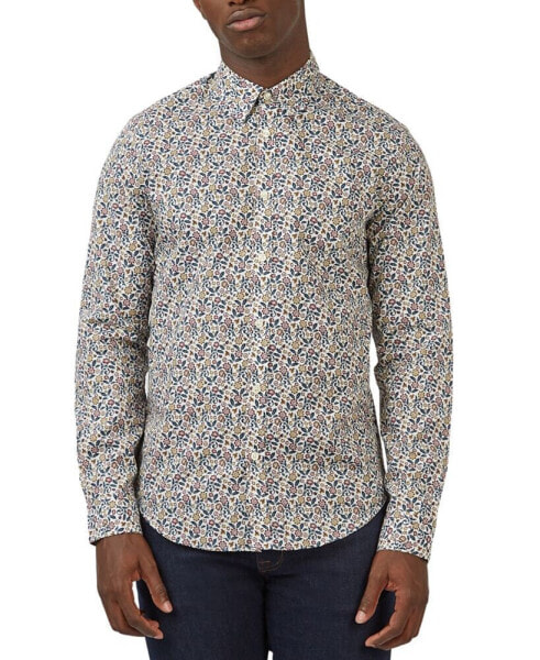 Men's Multi-Colored British Floral-Print Shirt