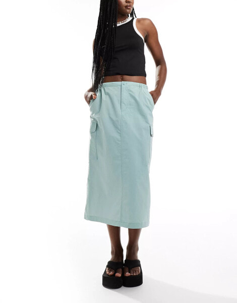 Vans Riley parachute cargo skirt in sage green