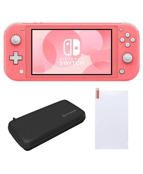 Switch Lite in Coral with Screen Protector & Case
