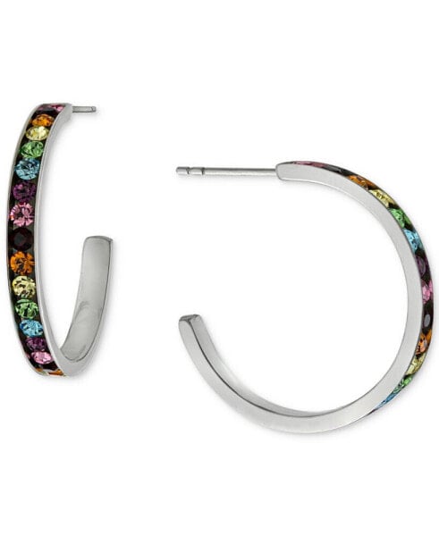 Crystal Small Hoop Earrings in Sterling Silver, 1", Created for Macy's