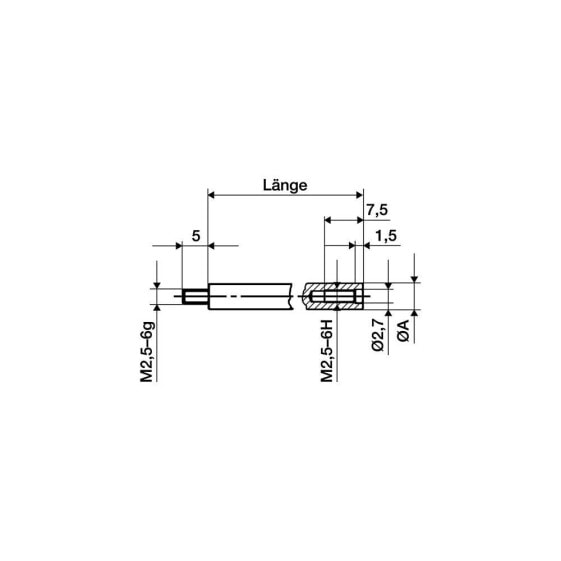 Käfer Verlängerungsstück Länge 20 mm Messbolzen-Ø 4 mm passend zu Messuhren