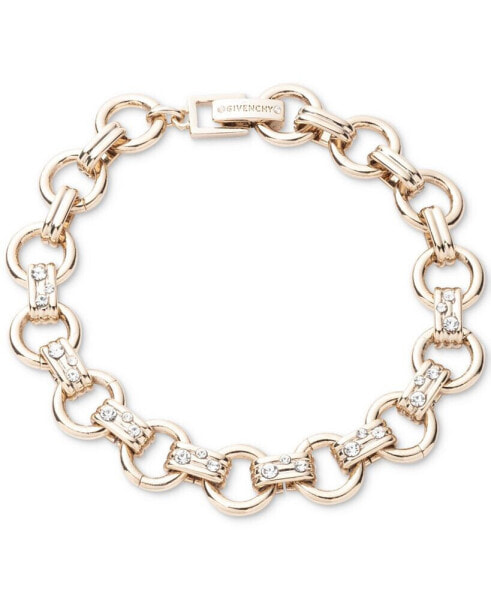 Gold-Tone Crystal Round Link Flex Bracelet