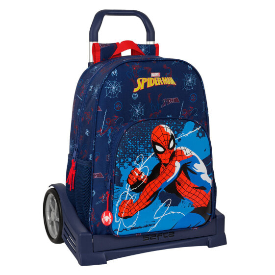 Школьный рюкзак с колесиками Spider-Man Neon Тёмно Синий 33 x 42 x 14 cm