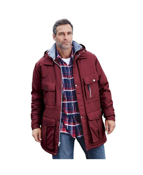 Big & Tall by KingSize Fleece-Lined Parka With Detachable Hood And 6 Pockets