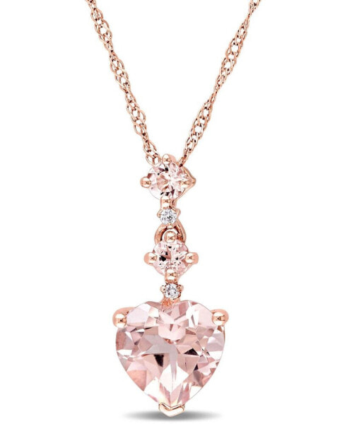 Morganite (1-1/4 ct. t.w.) & Diamond Accent Tiered Heart 17" Pendant Necklace in 10k Rose Gold