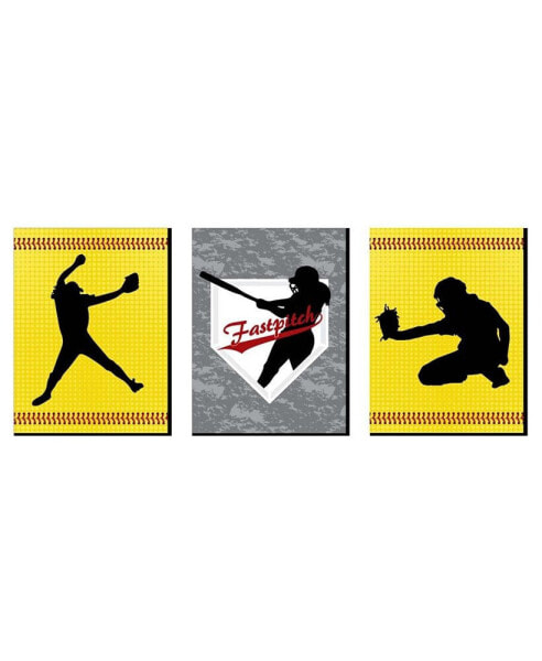 Grand Slam - Fastpitch Softball - Wall Art Room Decor - 7.5 x 10 inches 3 Prints