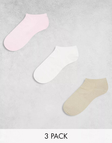 adidas Originals 3-pack no-show socks in pink, white and beige