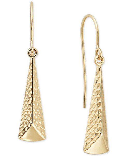 Polished Long Triangle Drop Earrings in 10k Yellow Gold