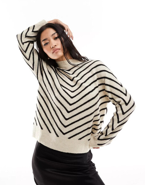 Mango chevron stripe jumper in white