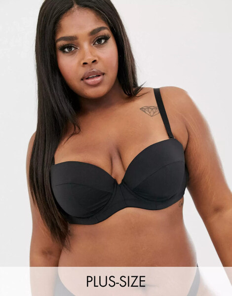 Ivory Rose Curve strapless multiway bra in black