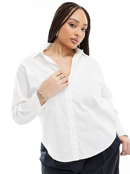 In The Style Plus cotton poplin shirt in white