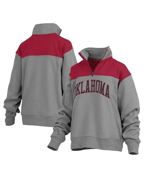 Women's Gray Oklahoma Sooners Avon Fleece Quarter-Zip Jacket