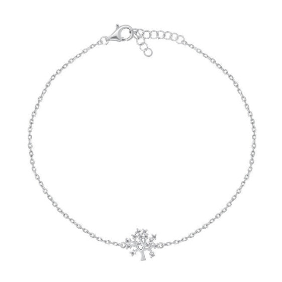 Delicate silver bracelet Tree of Life with zircons BRC94W