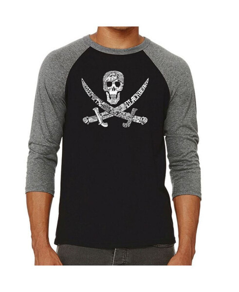 Pirate Skull Men's Raglan Word Art T-shirt