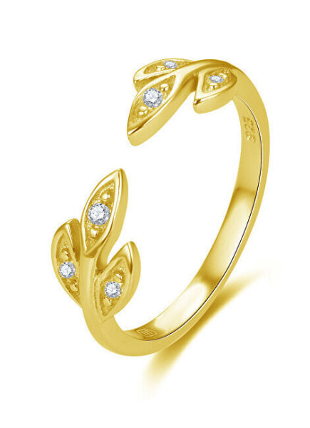 Очаровательное позолоченное кольцо с цирконами AGG474-G