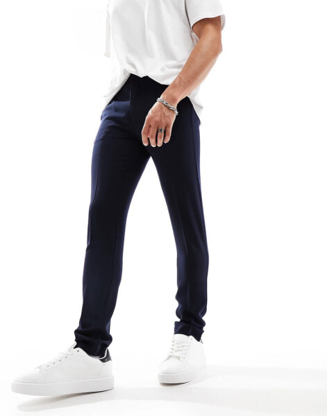 ASOS DESIGN smart skinny fit trousers in navy