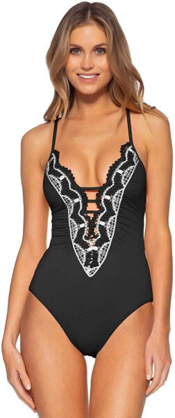 Becca by Rebecca Virtue 266702 Women's Crochet One Piece Swimsuit Size M