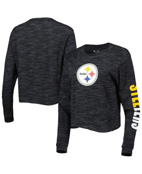 Women's Black Pittsburgh Steelers Crop Long Sleeve T-shirt