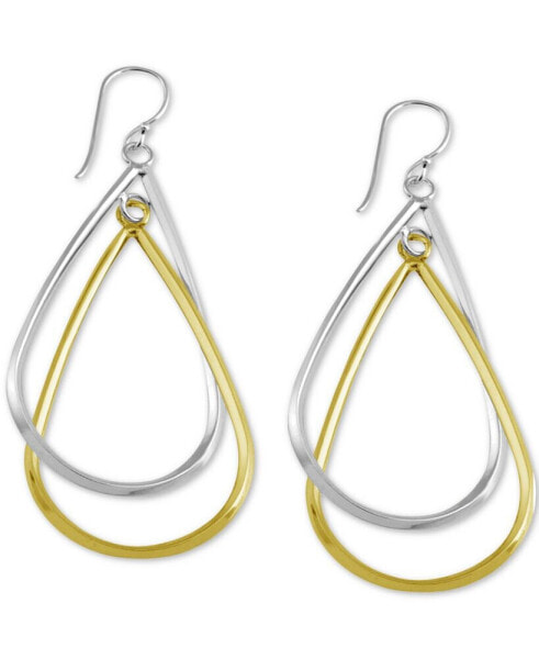 Double Teardrop Drop Earrings in Silver- & Gold-Plate