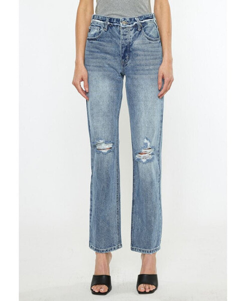 Women's High Rise Distressed 90s Straight Jeans