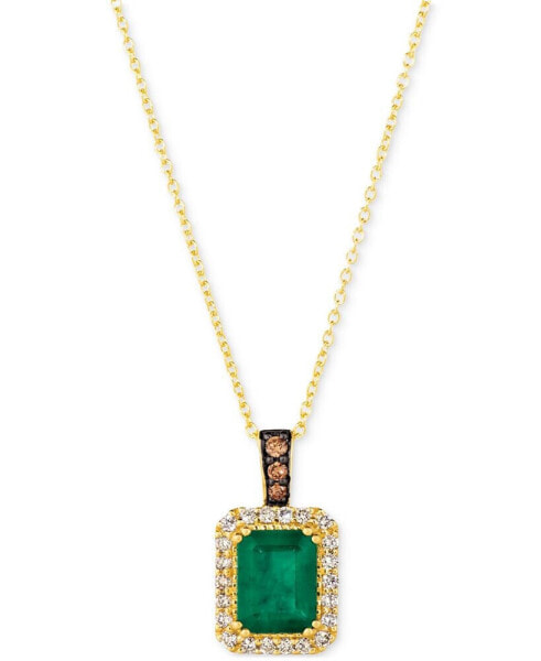 Costa Smeralda Emeralds (1-1/5 ct. t.w.) & Diamond (1/4 ct. t.w.) Halo 18" Pendant Necklace in 14k Gold