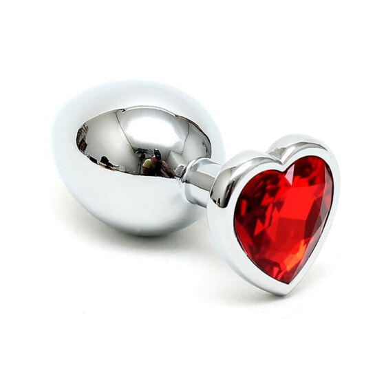 Плаг анальный с кристаллом сердца из нержавеющей стали BONDAGE PLAY Butt Plug Plated Steel Crystal Heart Red