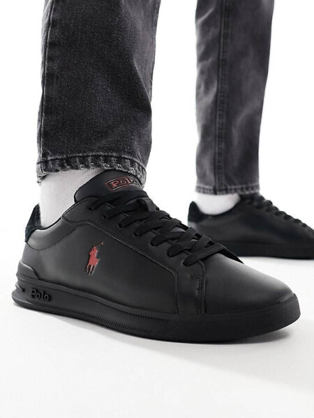 Polo Ralph Lauren Heritage Court trainer with red logo in black