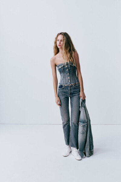 Trf straight-leg mid-rise jeans