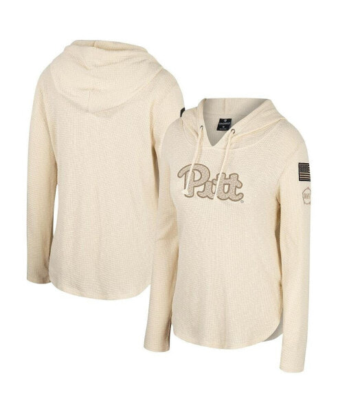 Women's Cream Pitt Panthers OHT Military-Inspired Appreciation Casey Raglan Long Sleeve Hoodie T-shirt