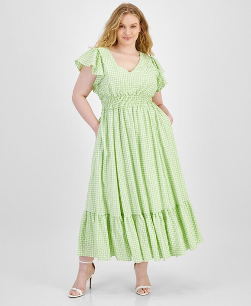 Plus Size Gingham A-Line Dress