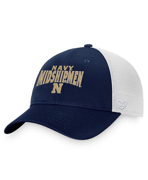 Men's Navy, White Navy Midshipmen Breakout Trucker Snapback Hat