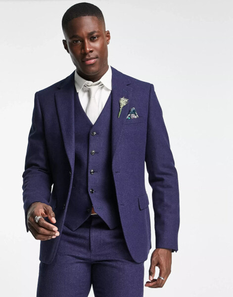 Harry Brown wedding tweed slim fit suit jacket