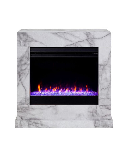 Ileana Faux Marble Color Changing Electric Fireplace
