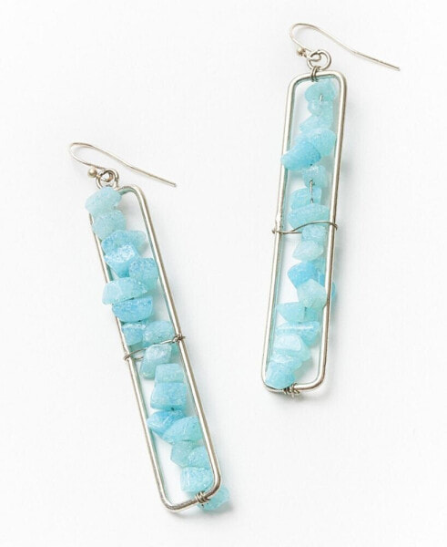 Amazonite Silver-Tone Earrings