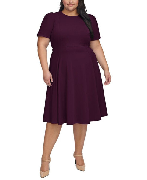 Plus Size Short-Sleeve Midi Dress