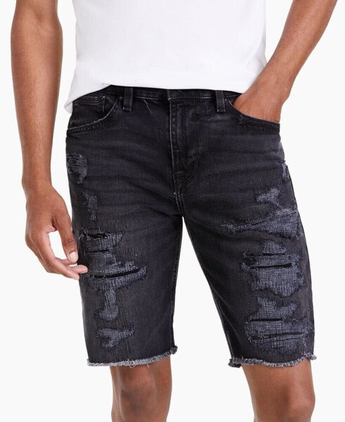 Men's Slim-Fit Destroyed Denim Shorts