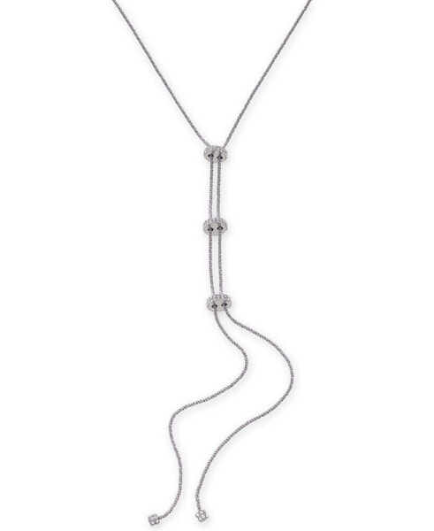 Silver-Tone Pavé Rondelle Bead Lariat Necklace, 19" + 3" extender, Created for Macy's