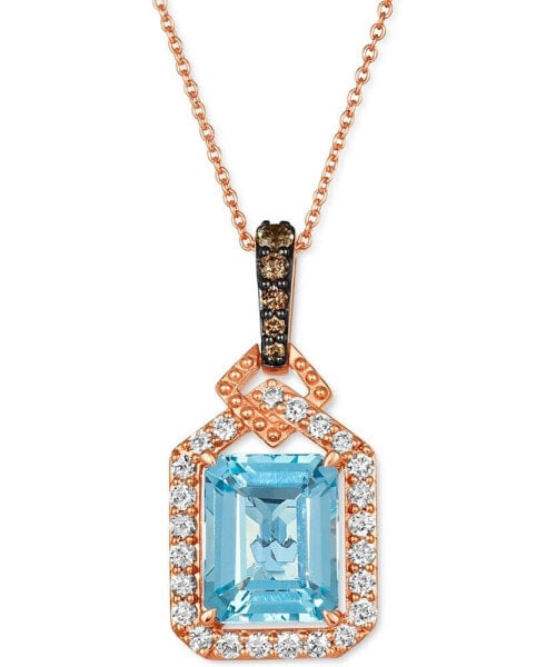Le Vian blue Topaz (3-1/2 ct. t.w.) & Diamond (1/2 ct. t.w.) Adjustable 20" Pendant Necklace in 14k Rose Gold