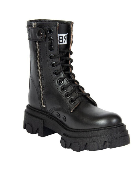 Black Leather Combat Boots By URBNKICKS