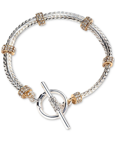 Two-Tone Crystal Rondelle Flex Toggle Bracelet