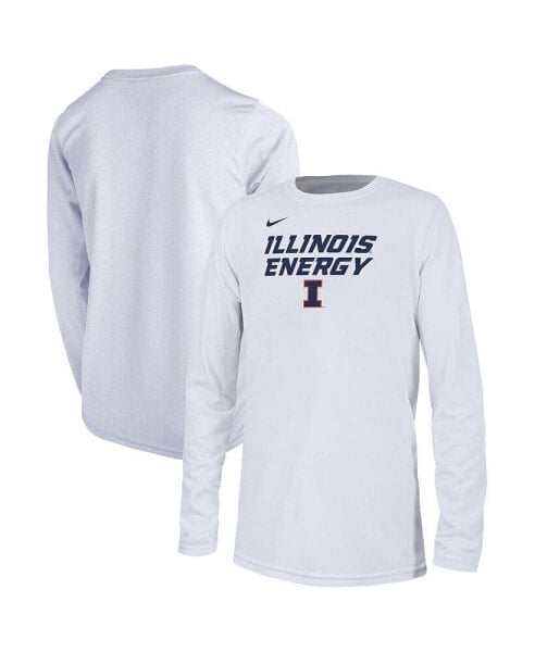 Youth White Illinois Fighting Illini 2024 On-Court Bench Energy T-Shirt