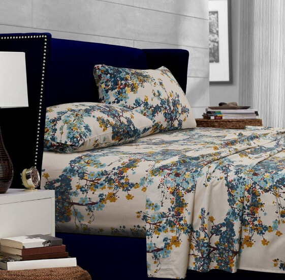 Casablanca 300 Thread Count Floral Printed Extra Deep Pocket Cal King Sheet Set