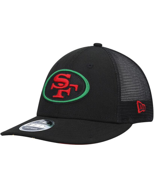 Men's Black San Francisco 49ers Black Excellence Collection Trucker Low Profile 9FIFTY Snapback Hat