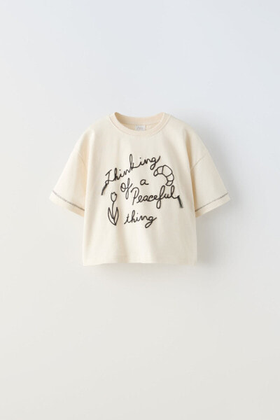 Embroidered cord t-shirt