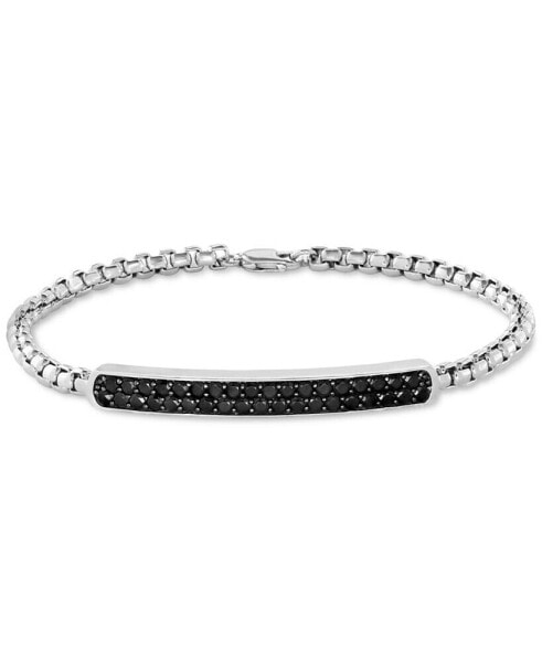 EFFY® Men's Black Spinel Cluster Box Link Bracelet in Sterling Silver